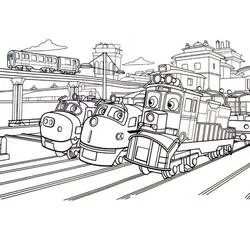 Coloriage Chuggington les trains à la gare
