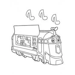 Coloriage Frostini le train avec des notes de musique