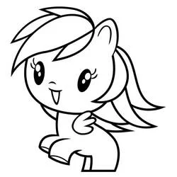 Coloriage Rainbow Dash le poney souriant avec l'aile levée