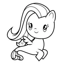 Coloriage Fluttershy assise, aile levée