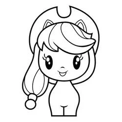 Coloriage Applejack poney chibi souriant