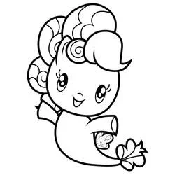 Coloriage Pinkie Pie à la crinière bouclée tenant une fleur