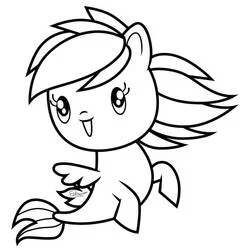 Coloriage Rainbow Dash en pleine course version bébé