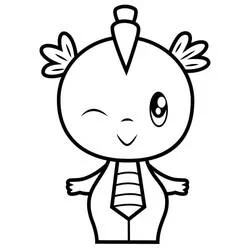 Coloriage Petit personnage dragon qui fait un clin d'œil
