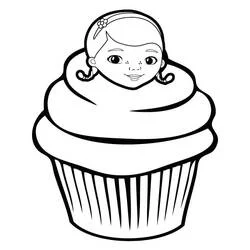 Coloriage Docteur La Peluche sur un cupcake
