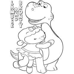 Coloriage Câline et Bronty se font un câlin