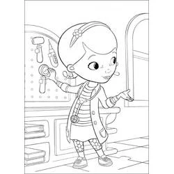 Coloriage Docteur La Peluche dans son cabinet médical