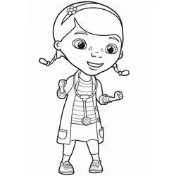 Coloriage Docteur La Peluche debout avec un grand sourire