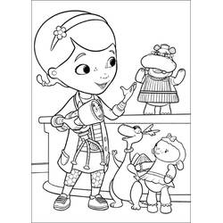 Coloriage Docteur La Peluche avec ses amis en peluche