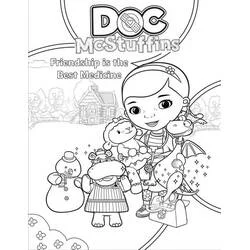Coloriage Docteur La Peluche entourée de ses amies peluches