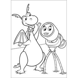 Coloriage Doc La Peluche dragon et personnage télescope