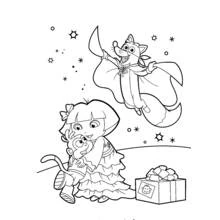 Coloriage Dora l'Exploratrice serrant Babouche dans ses bras