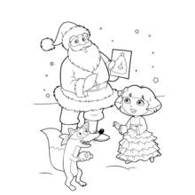 Coloriage Dora, Chipeur et le Père Noël en hiver