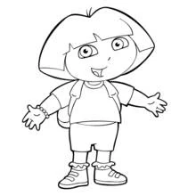 Coloriage Dora l'exploratrice souriante bras ouverts