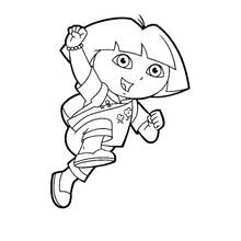 Coloriage Dora l'exploratrice sautant joyeusement