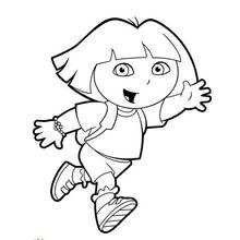 Coloriage Dora l'exploratrice qui court joyeusement