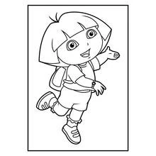 Coloriage Dora l'Exploratrice qui salue avec son sac à dos