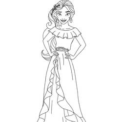 Coloriage Elena d'Avalor souriante en robe de princesse