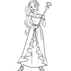 Coloriage Elena d'Avalor tenant son sceptre royal