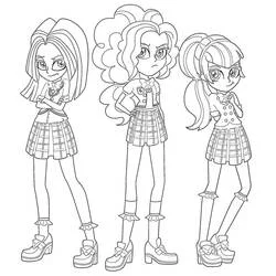 Coloriage Equestria Girls trio en tenue d'écolières