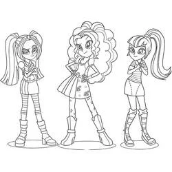 Coloriage Equestria Girls trio en pose