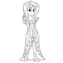 Coloriage Fluttershy en robe longue élégante