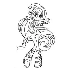 Coloriage Fluttershy posant avec ses ailes et sa chevelure fluide