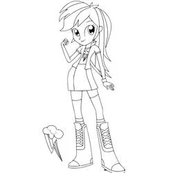 Coloriage Rainbow Dash Equestria Girls en pose confiante