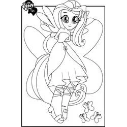 Coloriage Fluttershy avec des ailes de fée et des papillons