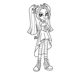 Coloriage Aria Blaze en pose avec ses longs cheveux
