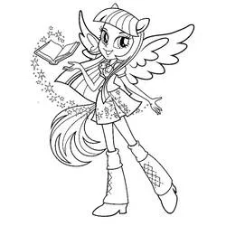 Coloriage Twilight Sparkle volant avec un livre magique