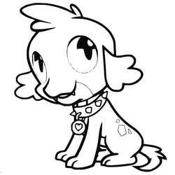 Coloriage Spike le chiot assis avec son collier