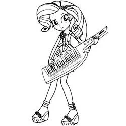 Coloriage Rarity jouant du clavier-guitare