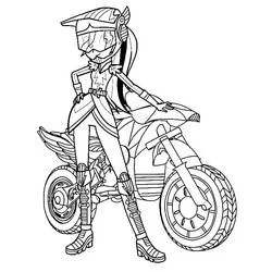 Coloriage Rainbow Dash appuyée sur sa moto