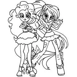 Coloriage Pinkie Pie et Rainbow Dash posant ensemble