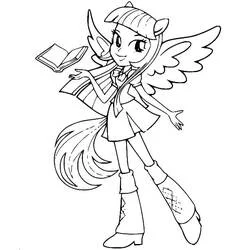 Coloriage Twilight Sparkle volant avec un livre