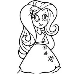 Coloriage Fluttershy en robe à motifs de fleurs