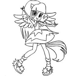 Coloriage Twilight Sparkle en pleine danse avec ses ailes déployées