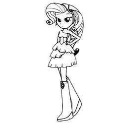 Coloriage Rarity posant en robe à volants