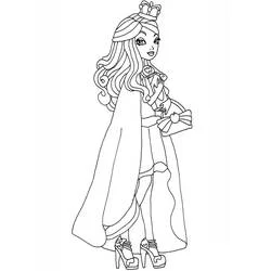 Coloriage Apple White drapée dans une cape avec sa couronne