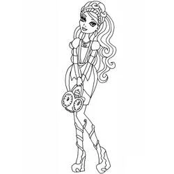 Coloriage Ashlynn Ella en robe ajustée avec un sac horloge