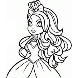 Coloriage Ever After High fille avec un grand nœud et de longs cheveux bouclés