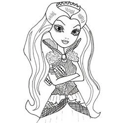 Coloriage Ever After High jeune fille couronnée aux cheveux longs