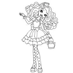 Coloriage Madeline Hatter à la coiffure tasse de thé