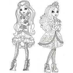 Coloriage Ever After High deux filles en robes de mode