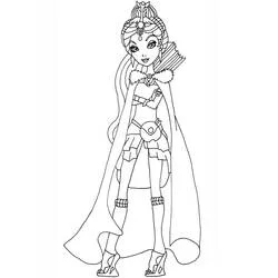 Coloriage Raven Queen en tenue de guerrière avec cape