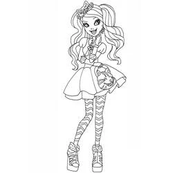 Coloriage Kitty Cheshire posant avec son sac chat