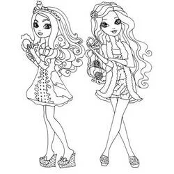 Coloriage Ever After High deux personnages debout côte à côte