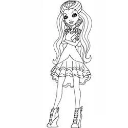 Coloriage Raven Queen debout en robe à volants