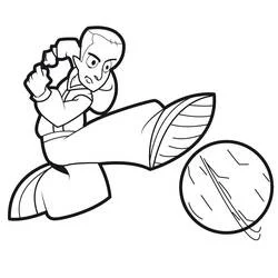 Coloriage Foot 2 Rue joueur en plein tir au ballon